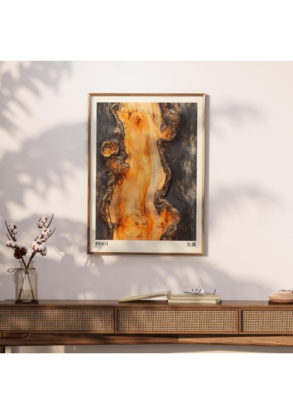 Yanık Portakal Ağacı Halkaları Japandi Duvar Sanatı, Duvar Sanatı, Wabi Sabi Duvar Sanatı, Meditasyon Odası Posteri fırsatları