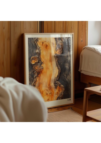 Yanık Portakal Ağacı Halkaları Japandi Duvar Sanatı, Duvar Sanatı, Wabi Sabi Duvar Sanatı, Meditasyon Odası Posteri indirimleri