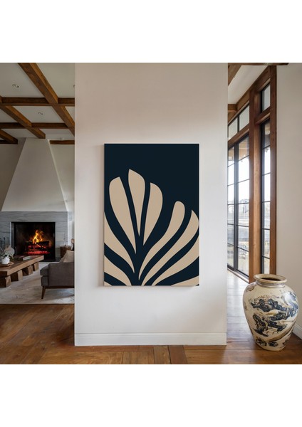 Modern Botanik Çizgi Sanatı, Lacivert ve Bej Minimalist Doğa Duvar Sanatı fiyatları