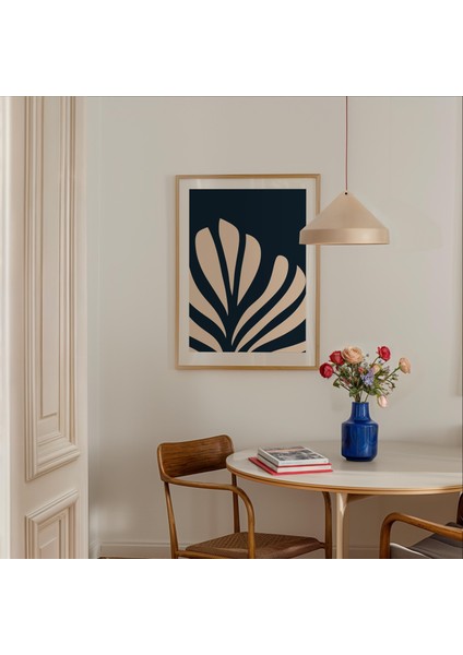 Modern Botanik Çizgi Sanatı, Lacivert ve Bej Minimalist Doğa Duvar Sanatı fırsatları