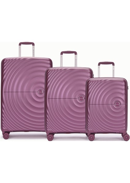 Benetton 3'lü Valiz Set Büyük Orta ve Kabin Boy %100 Polipropilen Bordo 14BNT8002