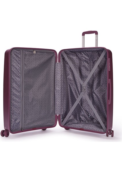 Benetton 3'lü Valiz Set Büyük Orta ve Kabin Boy %100 Polipropilen Bordo 14BNT8002