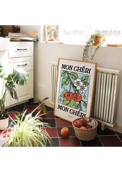 Mon Cheri Fransız Kiraz Posteri, Botanik Baskı, Çiçek Pazarı Posteri, Çiçek Baskısı modelleri