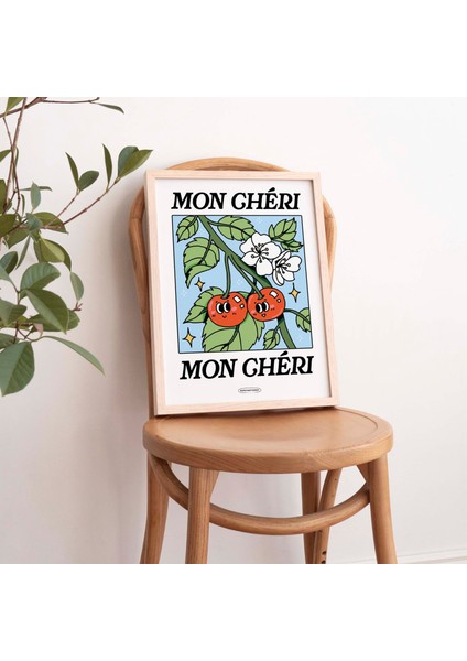 Mon Cheri Fransız Kiraz Posteri, Botanik Baskı, Çiçek Pazarı Posteri, Çiçek Baskısı fırsatları