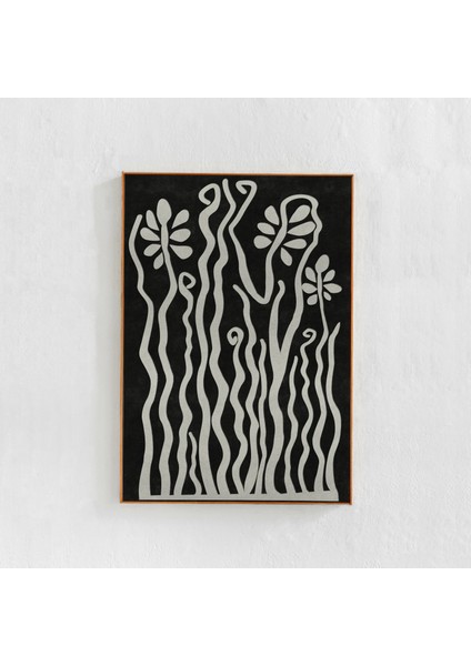 Sanat: Soyut Bitkiler Sanat Posteri. Siyah Beyaz Duvar Sanatı, Iskandinav Bohem Eklektik Ev Dekorasyonu