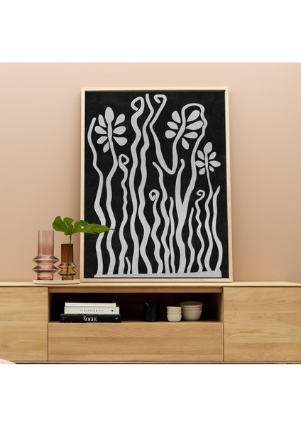 Sanat: Soyut Bitkiler Sanat Posteri. Siyah Beyaz Duvar Sanatı, Iskandinav Bohem Eklektik Ev Dekorasyonu modelleri