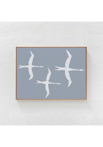 Kuş Sürüsü: Açık Mavi Duvar Sanatı, Büyük Duvar Sanatı. Yatay