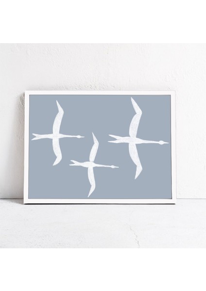 Kuş Sürüsü: Açık Mavi Duvar Sanatı, Büyük Duvar Sanatı. Yatay fiyatları