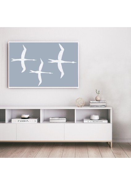 Kuş Sürüsü: Açık Mavi Duvar Sanatı, Büyük Duvar Sanatı. Yatay modelleri