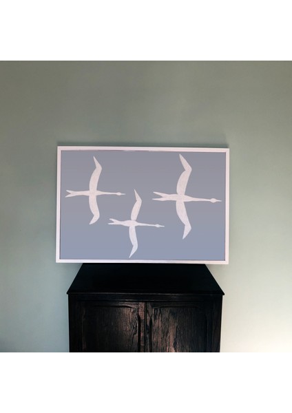 Kuş Sürüsü: Açık Mavi Duvar Sanatı, Büyük Duvar Sanatı. Yatay indirimleri