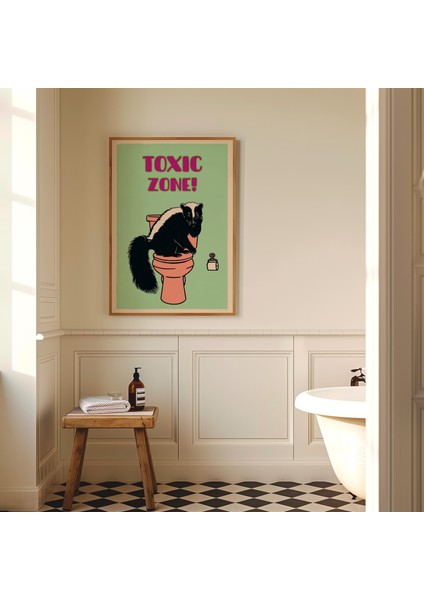 Toxic Zone Komik Banyo Duvar Sanatı, Tuhaf Kokarca Tuvalet Posteri, Esprili Tuvalet Tabelası modelleri