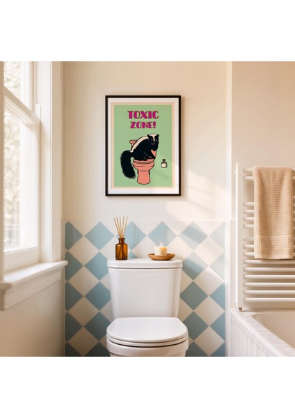 Toxic Zone Komik Banyo Duvar Sanatı, Tuhaf Kokarca Tuvalet Posteri, Esprili Tuvalet Tabelası fırsatları