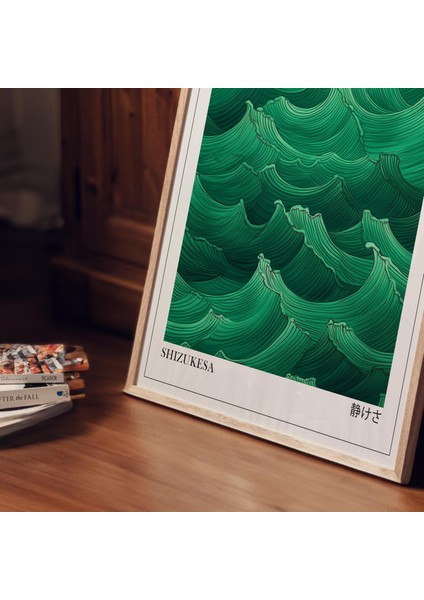 Adaçayı Yeşili Dalgalar Japandi Duvar Sanatı, Wabi Sabi Duvar Sanatı, Japon Duvar Sanatı fiyatları