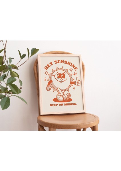 Çerçeveli Güneş Retro Karakter Duvar Dekoru, Retro Söz Duvar Baskısı, Rustik Çerçeveli Vintage Poster fiyatları