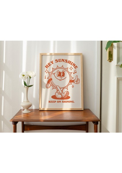 Çerçeveli Güneş Retro Karakter Duvar Dekoru, Retro Söz Duvar Baskısı, Rustik Çerçeveli Vintage Poster modelleri