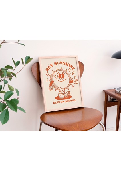 Çerçeveli Güneş Retro Karakter Duvar Dekoru, Retro Söz Duvar Baskısı, Rustik Çerçeveli Vintage Poster fırsatları