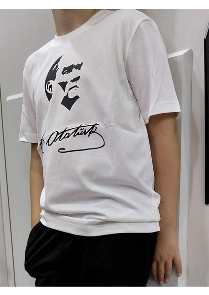 Yüksek Kalite Pamuklu Kısa Kollu Atatürk Baskılı Unisex Çocuk Tişörtü modelleri