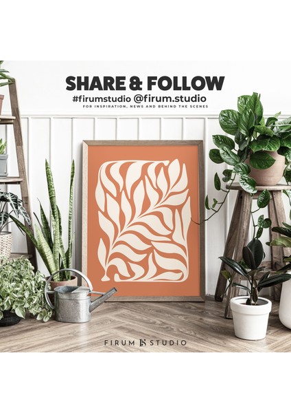 Terracotta Soyut Bohem Yaprak Sanatı | 0997 | Toprak Tonlarında Bohem Duvar Dekoru, Soyut Botanik Duvar Sanatı fiyatları