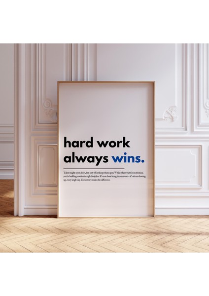 Motivasyonel Söz Sanatı: Sıkı Çalışma Kazanır Tipografi ( & )