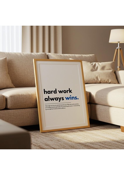 Motivasyonel Söz Sanatı: Sıkı Çalışma Kazanır Tipografi ( & )