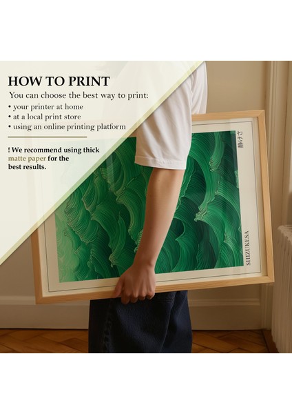 Adaçayı Yeşili Dalgalar Japandi Duvar Sanatı, Wabi Sabi Duvar Sanatı, Japon Duvar Sanatı modelleri