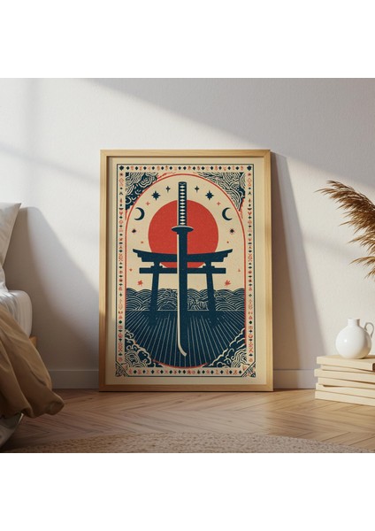 Japon Katana ve Torii Kapısı: Halk Sanatı Duvar Dekoru ( )