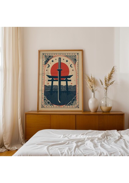 Japon Katana ve Torii Kapısı: Halk Sanatı Duvar Dekoru ( )