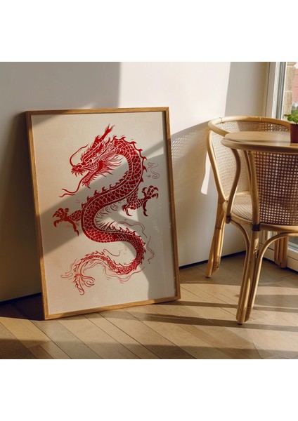 Kızıl Ejderha Posteri, Japon Duvar Sanatı, Japon Sanatı, Asya Duvar Sanatı modelleri
