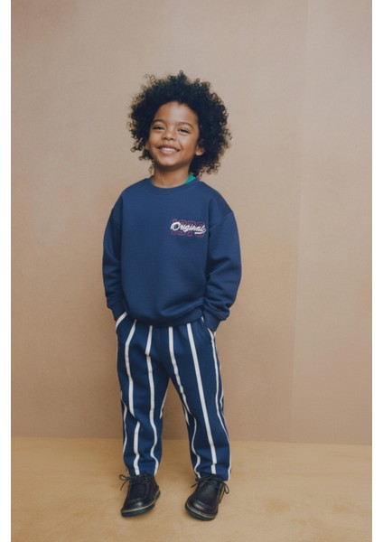 Erkek Çocuk Pamuklu Lacivert Originals Yazılı Sweatshirt Eşofman Takım
