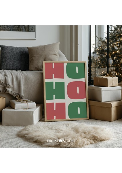 Modern Cesur Ho Ho Ho Noel Sanatı, Eğlenceli Şenlikli Tatil Tipografisi