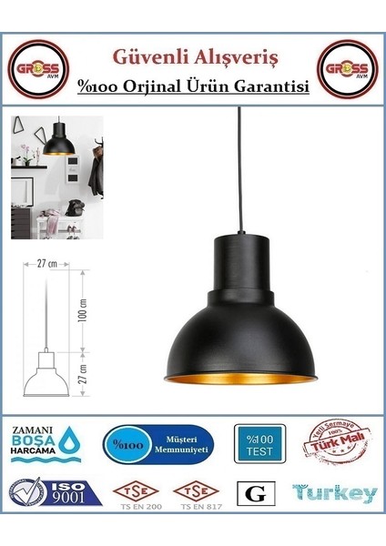 Dekoratif Sarkıt Armatür - Metal Gövde - Orjinal Ürün