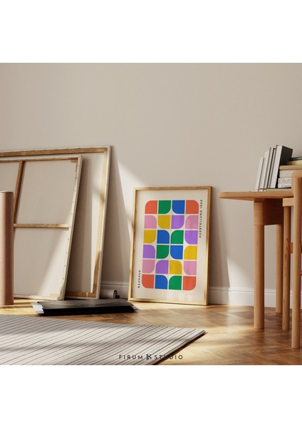 Canlı Renkli Bauhaus Sergisi Posteri, Orta Yüzyıl Modern, Duvar Sanatı