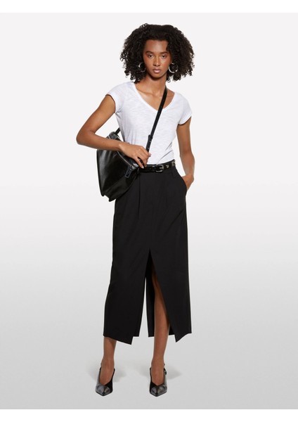 Viskoz Karışımlı Pileli Streç Pantolon Kadın Siyah Pantolon - 325A4KVXL002W