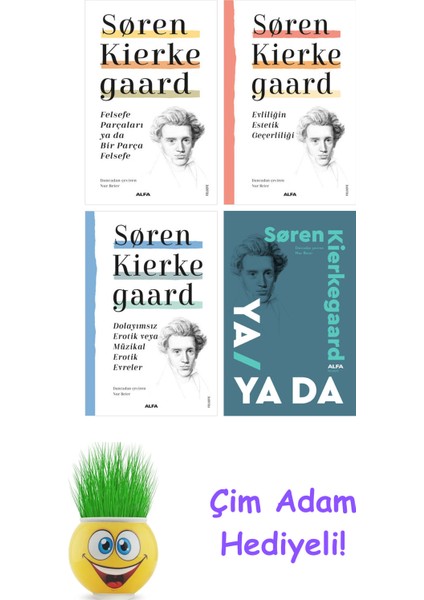 Soren Kierkegaard 4 Kitap Seti + Çim Adam Hediye