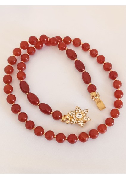 Karneol Akik Özel Tasarım 50 Cm. Kolye