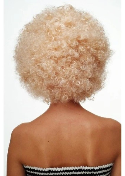 Altın Renk Kıvırcık Afro Parti Peruğu modelleri