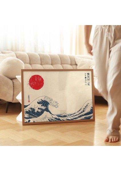 Hokusai Büyük Dalga'dan Esinlenilmiş Poster, Japon Duvar Sanatı, Hokusai, Japandi Duvar Sanatı