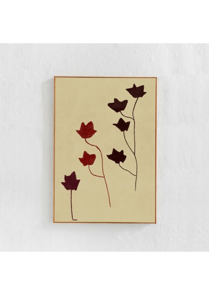 Nötr Duvar Sanatı, Sanat: Iskandinav Tarzı Dekor Için Botanik Poster. Kahverengi, Kırmızı