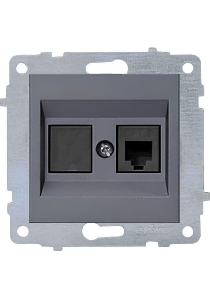 Grano Metalik Füme Cat3 Telefon Prizi