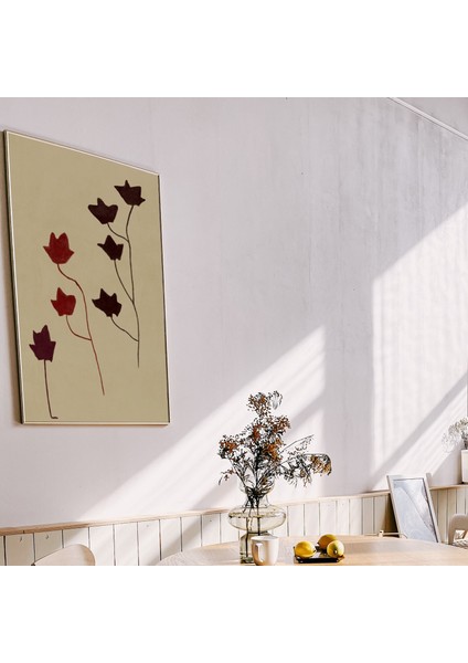 Nötr Duvar Sanatı, Sanat: Iskandinav Tarzı Dekor Için Botanik Poster. Kahverengi, Kırmızı fiyatları