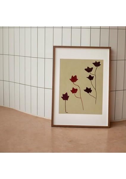 Nötr Duvar Sanatı, Sanat: Iskandinav Tarzı Dekor Için Botanik Poster. Kahverengi, Kırmızı modelleri