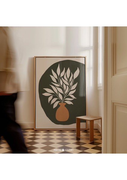 Toprak Tonlarında Botanik Sanat, Rahat Eklektik Daire Duvar Dekoru, Japon Estetiği