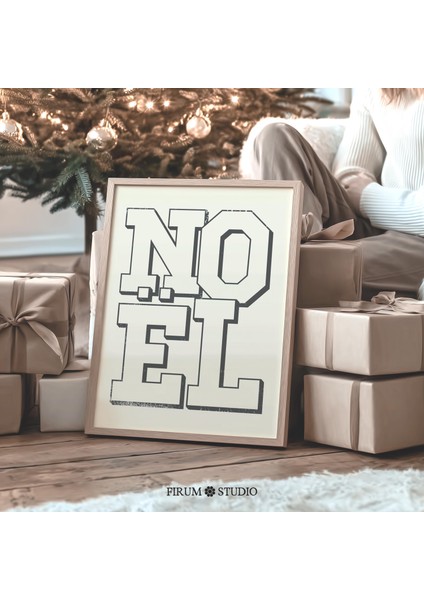 Noel Nötr Noel Duvar Sanatı, Minimalist Tatil Tipografisi Dekoru