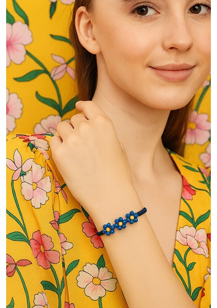 Mavı Cıceklı Makrome Bıleklık fiyatları