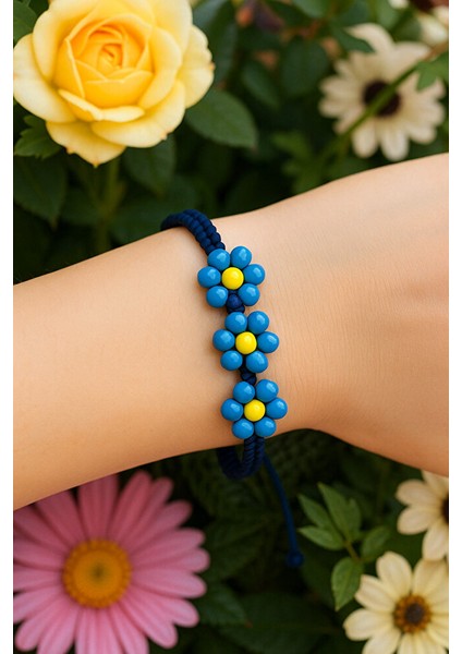 Mavı Cıceklı Makrome Bıleklık indirimleri