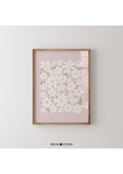 Açık Pastel Pembe Çiçekli Duvar Sanatı, Pembe Papatya Sanatı, Bohem Çiçek Poster fiyatları