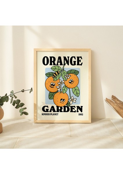 Retro Portakal Bahçesi Posteri, Şirin Çiçek Pazarı, Trend Ofis Dekoru