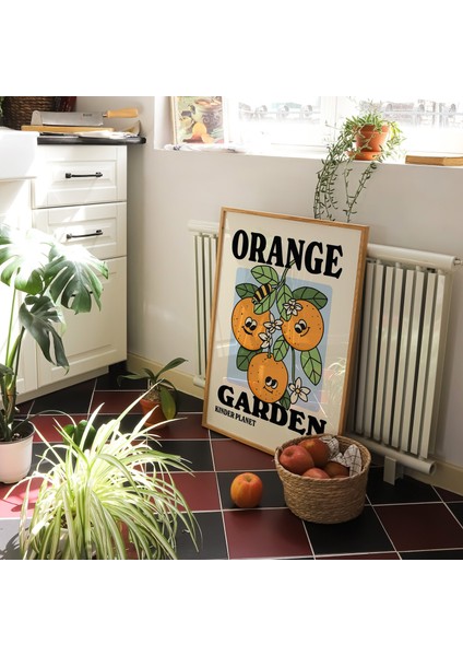 Retro Portakal Bahçesi Posteri, Şirin Çiçek Pazarı, Trend Ofis Dekoru fırsatları