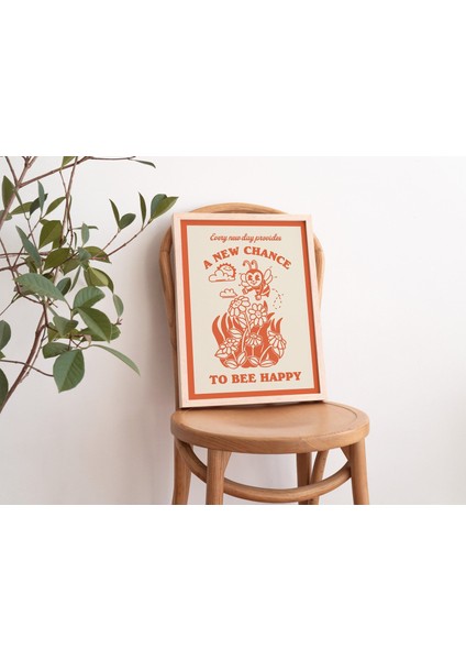 Retro Bal Arısı Duvarı, Bombus Arısı Posteri, Pozitiflik Alıntısı Retro Illüstrasyon modelleri