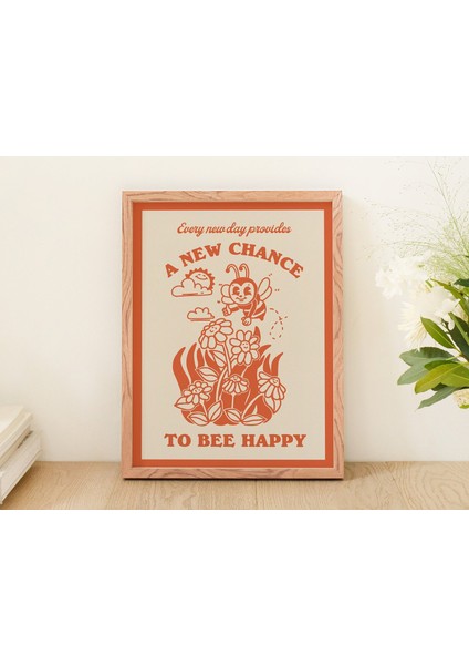 Retro Bal Arısı Duvarı, Bombus Arısı Posteri, Pozitiflik Alıntısı Retro Illüstrasyon fırsatları